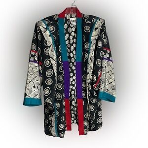 N.R. 1 by Ned Gould vintage wearable Art open Kimono with shoulder pads size XL